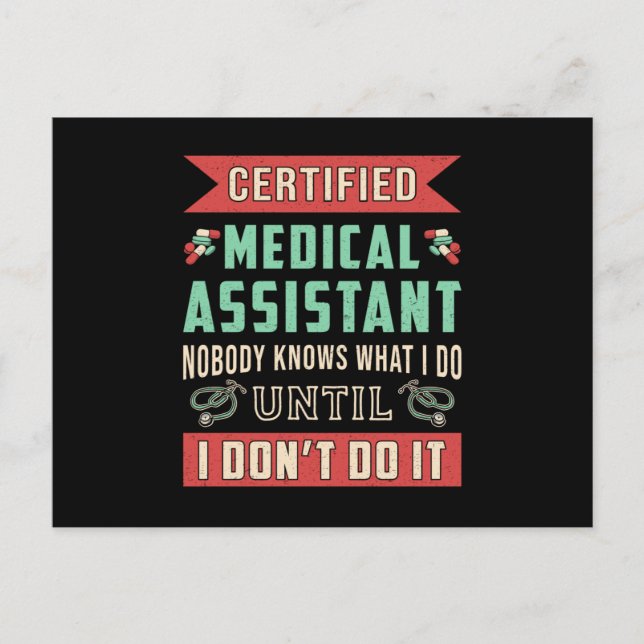 Carte Postale Médecin adjoint Médicale certifié Nurse Funny (Devant)