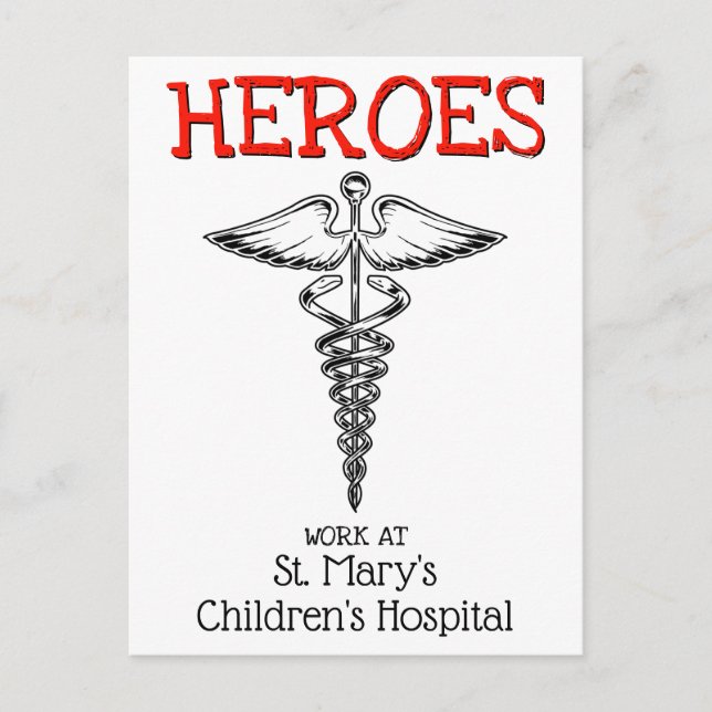 Carte Postale Médecin Infirmière Médicale Hôpital Merci de soins (Devant)