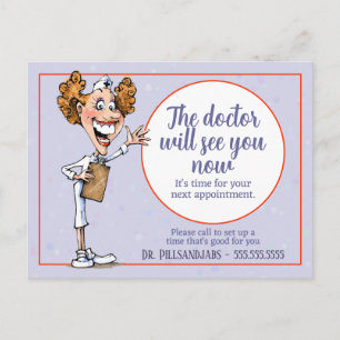 Carte Postale Médecin rappel de rendez-vous Médicale Funny Nurse