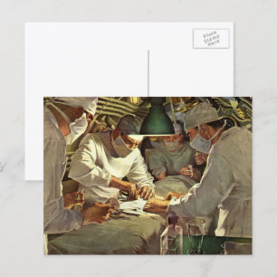 Carte Postale Médecine Rétro, Chirurgiens Réalisant une Opératio