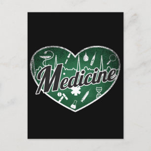 Carte Postale Médecine Retro Coeur Blackboard Love