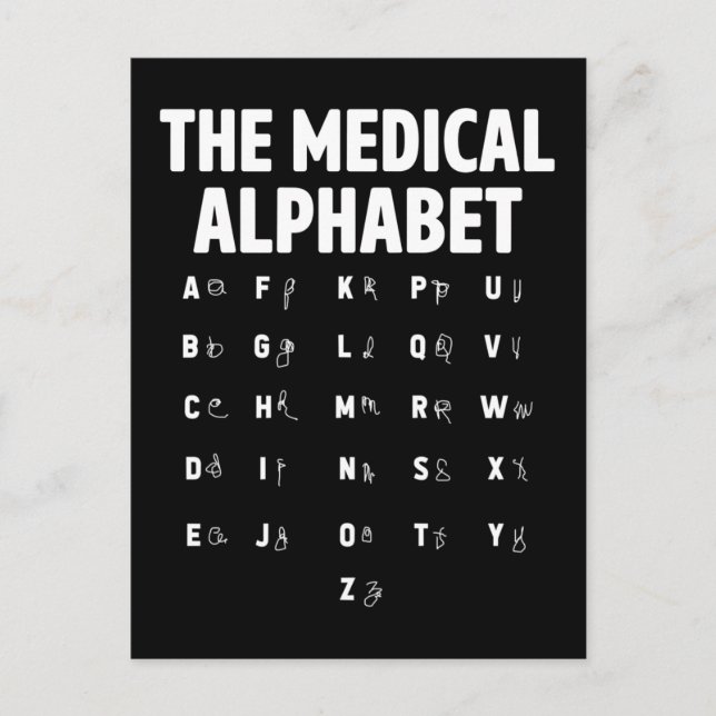 Carte Postale Médecins Alphabet Médicale Funny Nurse Life (Devant)