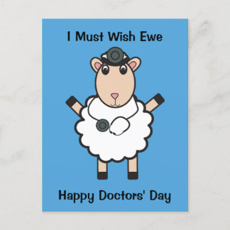 Carte Postale Médecins Jour Moutons Souhaitent Ewe Drôle Personn