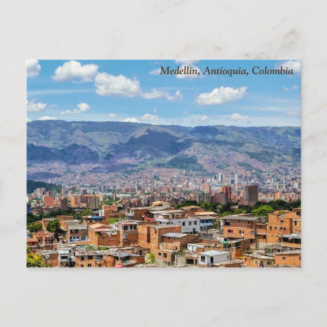 Carte Postale Medellín, Colombie, Barrio San Javier City View (Devant)