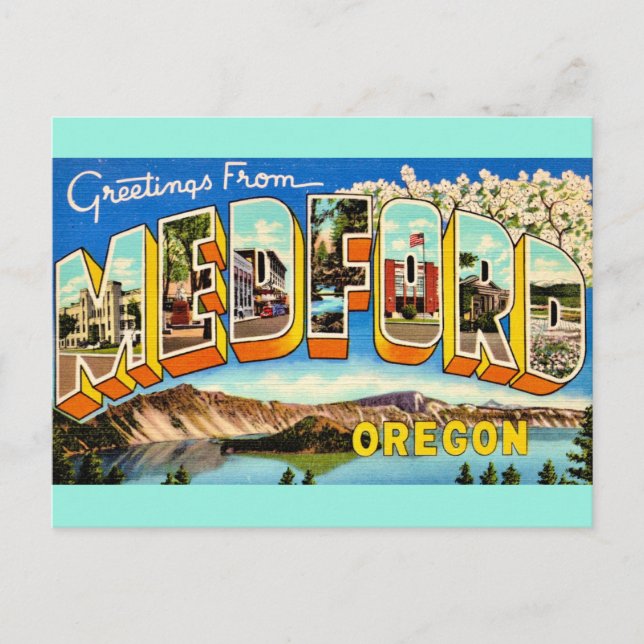 Carte Postale Medford Oregon Salutation Vintage (Devant)