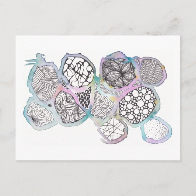 Carte Postale Média mélangés, couleurs pastel et noir et blanc (Devant)