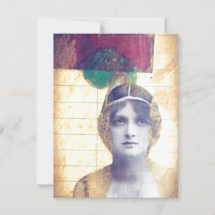 Carte Postale Médias mixtes collage vintage dame