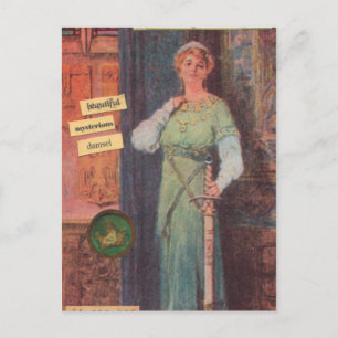 Carte postale médiévale mystérieuse de femme