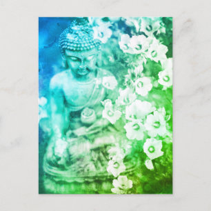 Carte Postale *~* Méditation Bouddha Zen Méditer Ombre Floral Fl