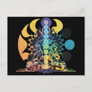Carte Postale Méditation colorée sur le chakra cosmique Énergie
