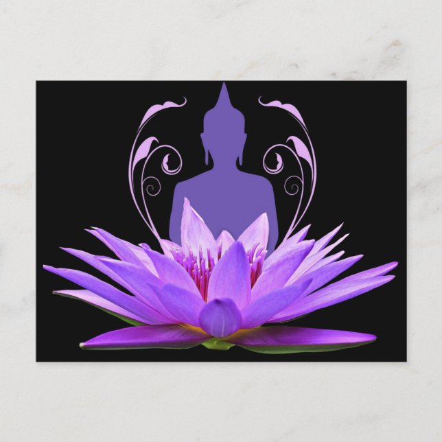 Carte Postale Méditation de fleurs de lotus violet (Devant)