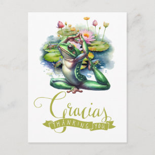 Carte Postale Méditation de yoga de grenouille dans l'étang