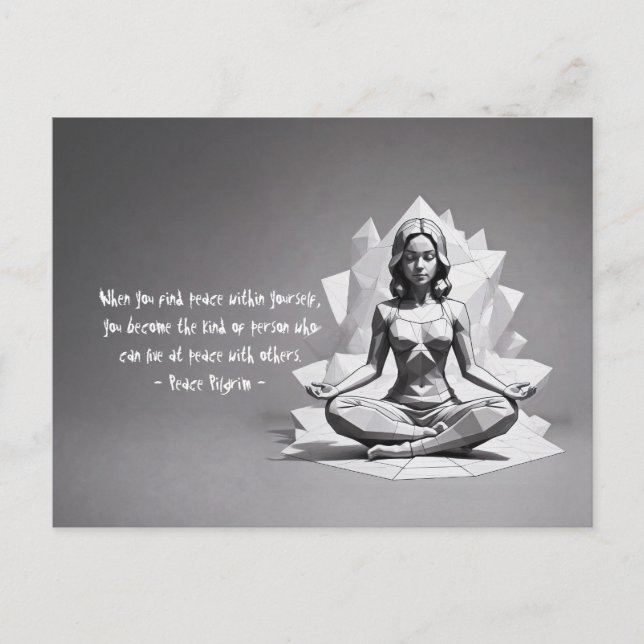 Carte Postale Méditation Yoga Instructeur Reiki Master Low Poly (Devant)