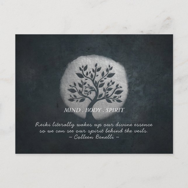 Carte Postale Méditation Yoga Reiki Instructeur Arbre Argent Cit (Devant)