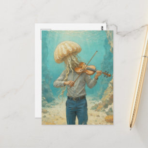 Carte Postale Méduse faisant de la musique dans la mer
