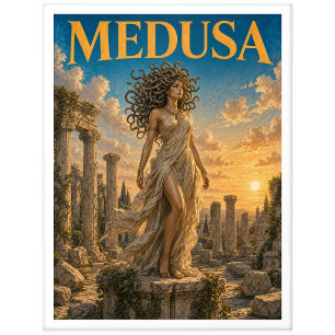 Carte Postale Méduse, monstre de fantasy gothique