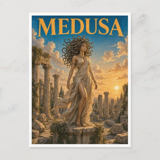 Carte Postale Méduse, monstre de fantasy gothique (Devant)