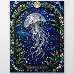 Carte Postale Méduse, verre coloré cloche marine