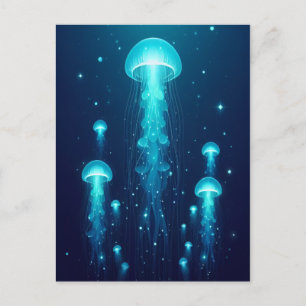 Carte Postale Méduses bleues bioluminescentes de l'océan