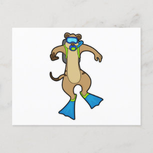 Carte Postale Meerkat à la plongée avec lunettes de natation