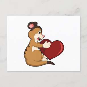 Carte Postale Meerkat avec coeur