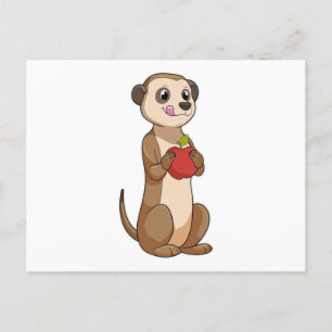 Carte Postale Meerkat avec pomme