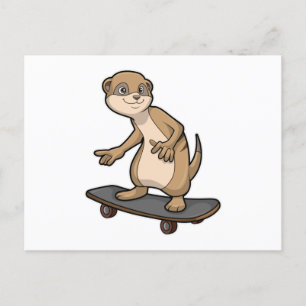 Carte Postale Meerkat comme Patineur avec Skateboard