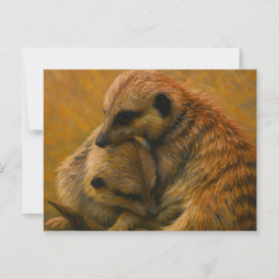 Carte Postale Meerkat Cuddle - Peinture faunique tonique Terre