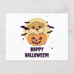 Carte Postale Meerkat En Citrouille Mets Animaux Joyeux Hallowee