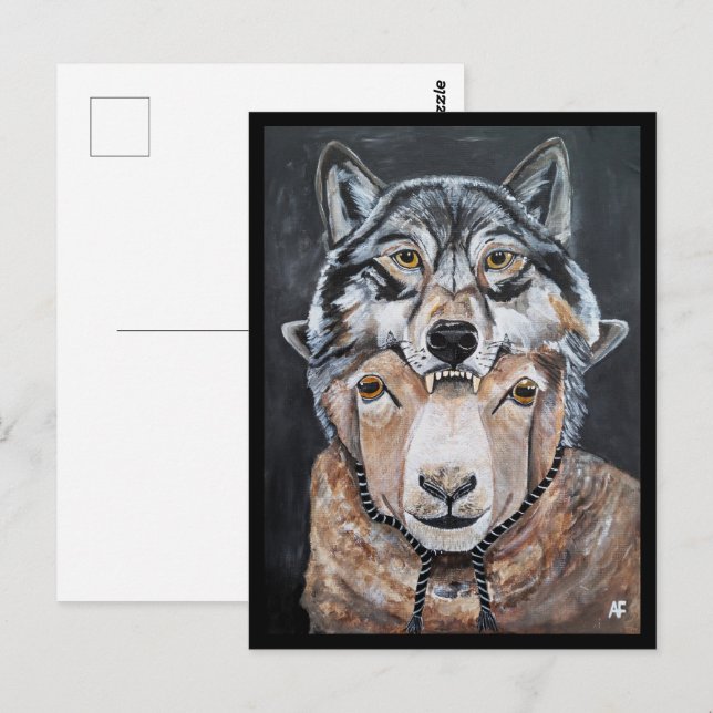Carte Postale Méfiez-vous des faux alphas Peinture d'Alfred Fox (Devant / Derrière)