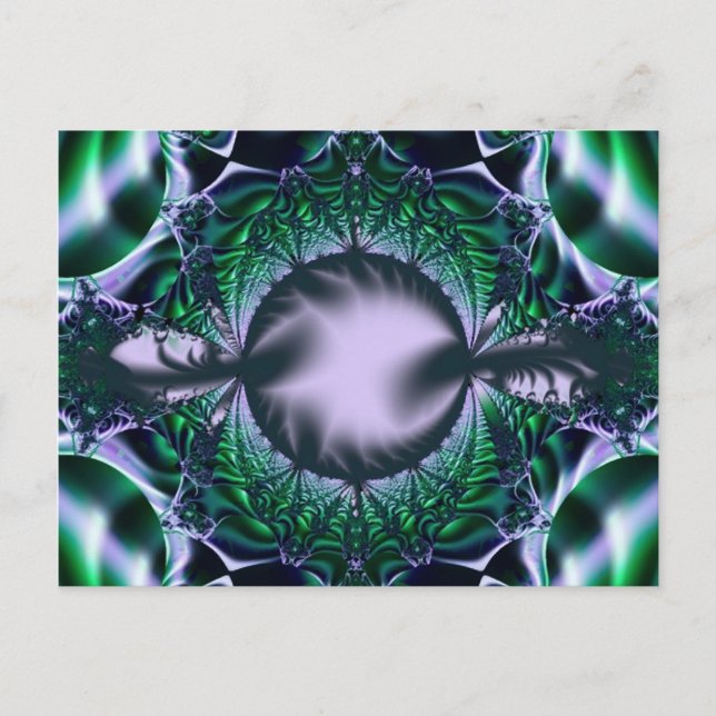 Carte Postale Meg | Art fractal vert et bleu (Devant)