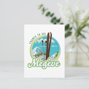 Carte Postale Megève france ski logo