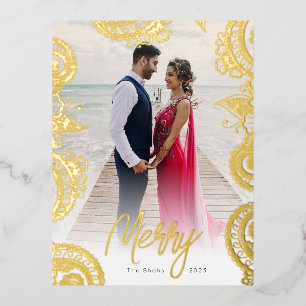 Carte postale Mehndi Photo Gold Foil Holiday