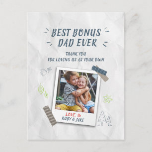 Carte Postale Meilleur Bonus Papa Fête des pères Stepdad Photo p