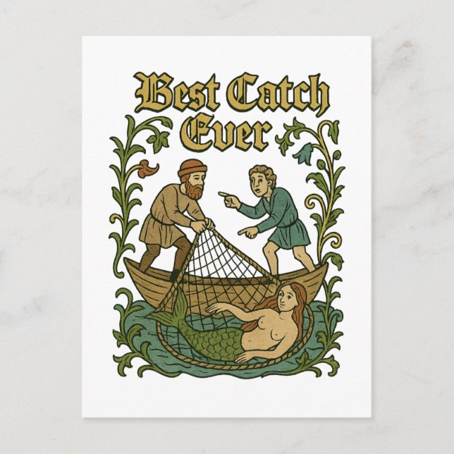 Carte Postale Meilleur Catch Ever - Histoires de pêche Mème médi (Devant)