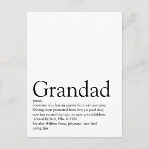 Carte Postale Meilleur Grand-Père, Grand-Papa, Papa du Monde Déf
