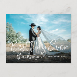 Carte Postale Meilleur jour Chic Mariage Merci Photo Ever