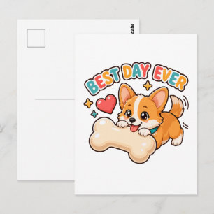 Carte Postale Meilleur jour de tous les temps Adorable chiot Cor