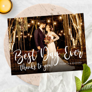 Carte Postale Meilleur jour Élégant Photo Mariage Merci