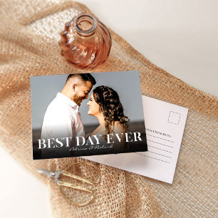 Carte Postale Meilleur jour Simple remerciement de mariage photo