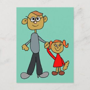 Carte Postale Meilleur papa Fête des pères Père fille dessin