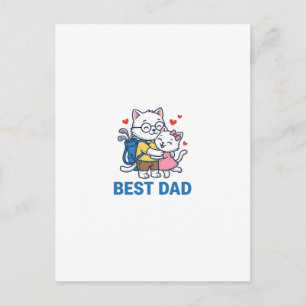 Carte Postale Meilleur Papa Golf Chat Câlin Mignon Design Vector