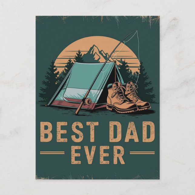 Carte Postale Meilleur Papa Jamais Conception Camping (Devant)