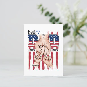 Carte Postale Meilleur Papa Jamais - Fist Bump USA Drapeau - 2 E