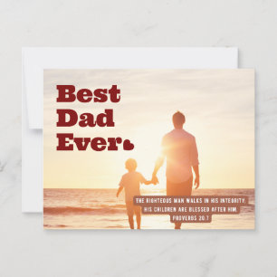 Carte Postale Meilleur papa jamais Proverbes 20:7 Bible chrétien