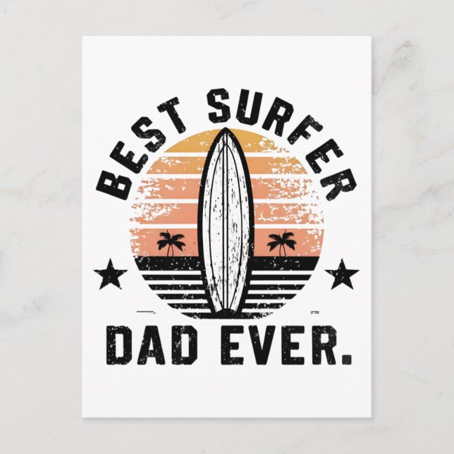 Carte Postale Meilleur papa surfeur jamais (Devant)