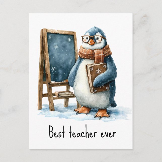 Carte Postale Meilleur Professeur Jamais Conception de Manchot d (Devant)