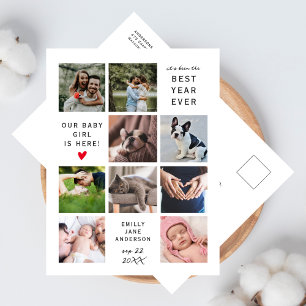 Carte Postale Meilleure Année Jamais Collage Photo Bébé Moderne