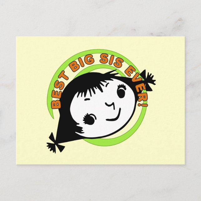 Carte Postale Meilleure grande soeur jamais rétro (Devant)