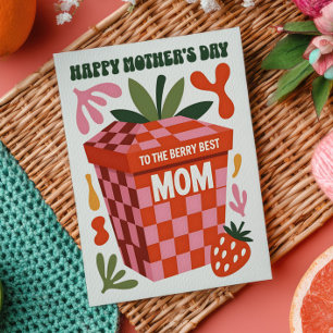 Carte Postale Meilleure Maman Baie de Fraise Rétro Fête des Mère